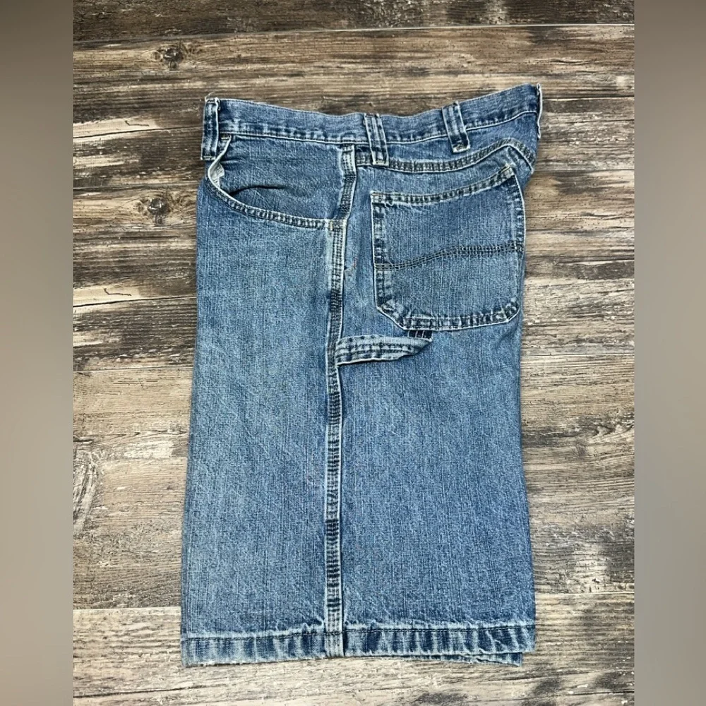 Wrangler Carpenter Shorts 34 Denim Workwear Utility Y2K Fade